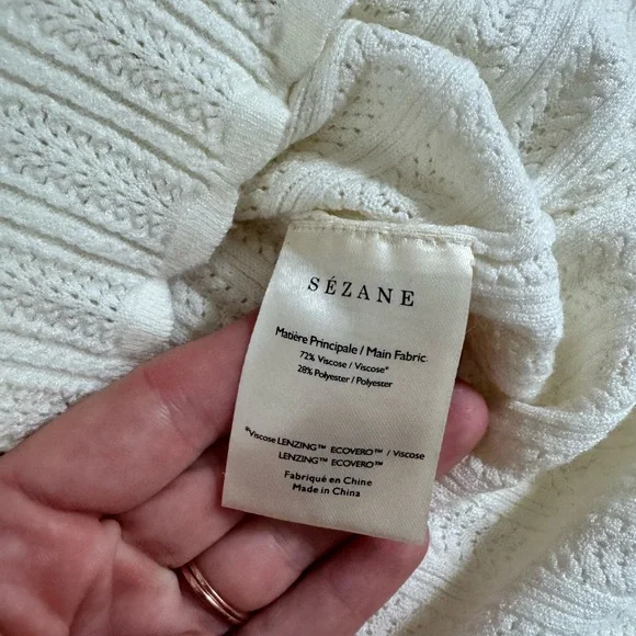 Sezane Cream Ribbed Knit Chloe Top - Picture 5 of 5